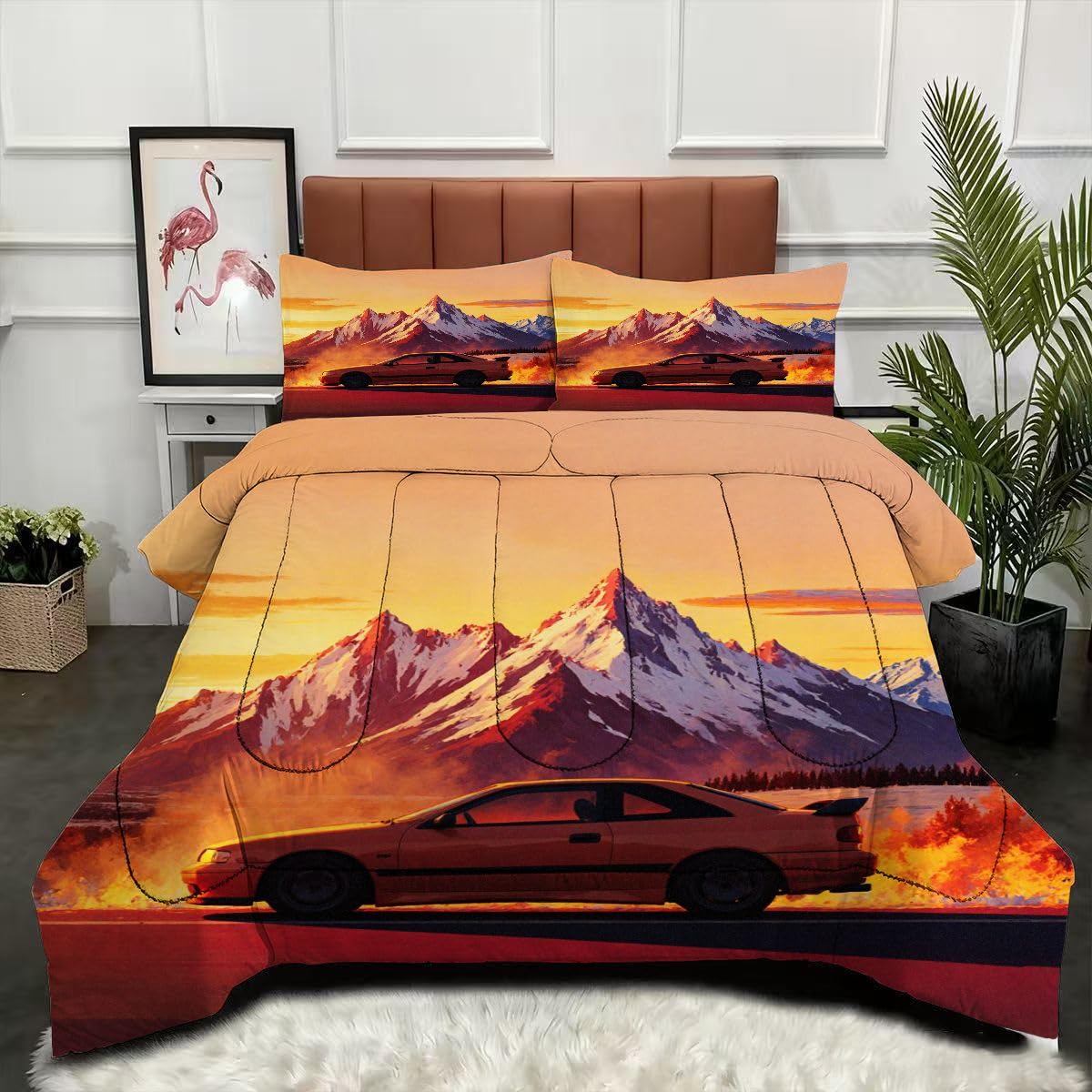 Couette voiture de sport 3D facile à laver en machine pour lit simple