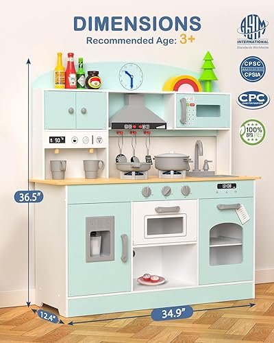 Miniatura 6 de Babytronic Juego de cocina de madera con luces y sonidos para niños a partir de 3 años, incluye estufa, horno, microondas, cafetera y accesorios,