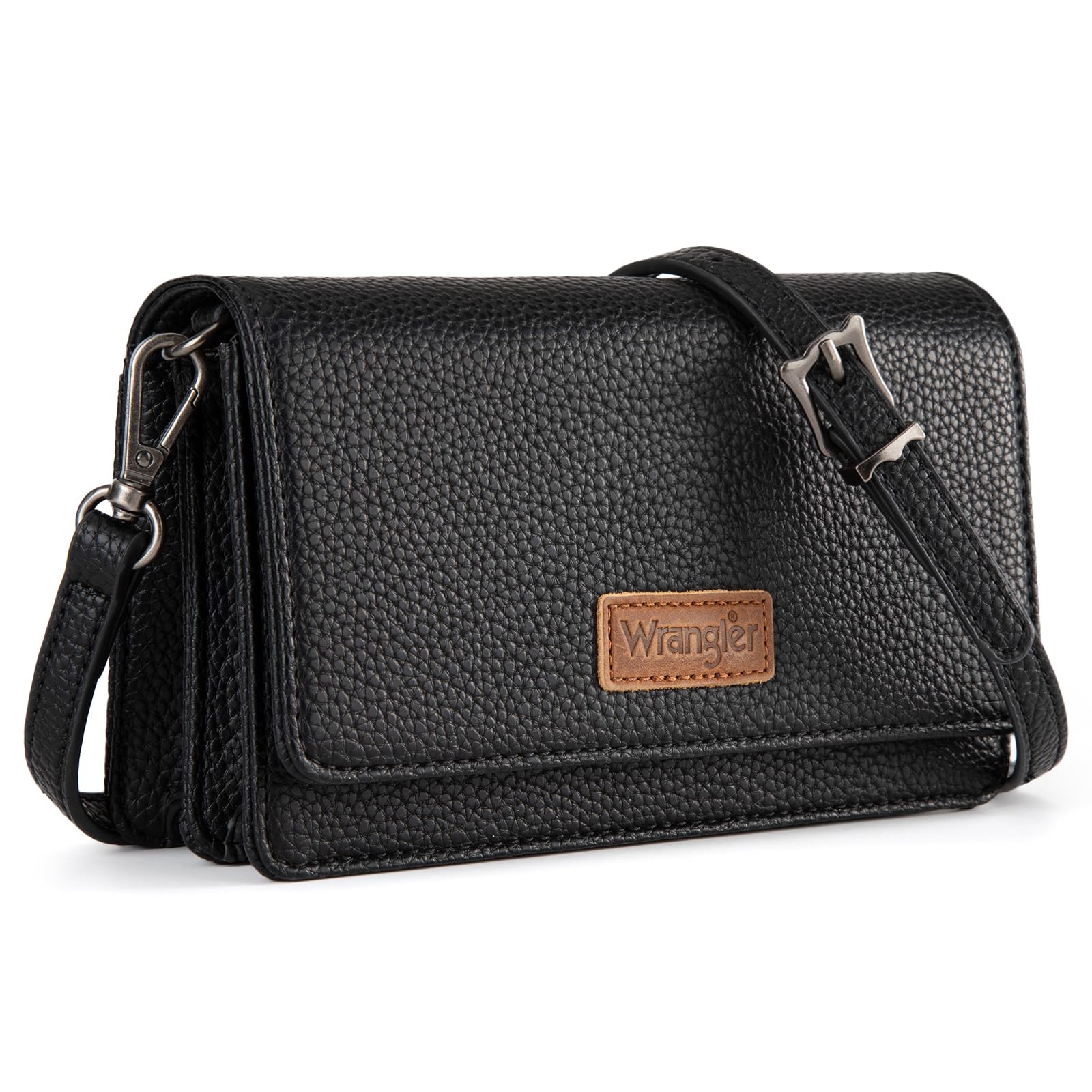 Wrangler Small Handbags for Women Black Crossbody Wallet Purse with Removable Straps