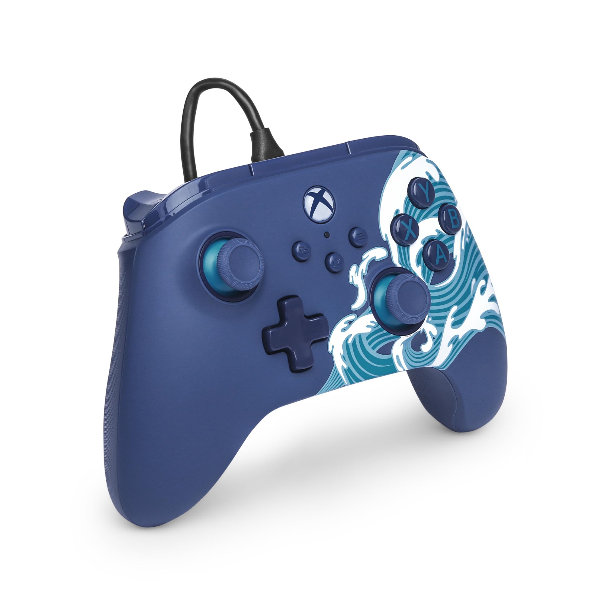 PowerA Controller cablato Advantage per Xbox Series X|S - Onda d'acqua, gamepad, controller per videogiochi cablato, controller di gioco, funziona con Xbox Series X|S