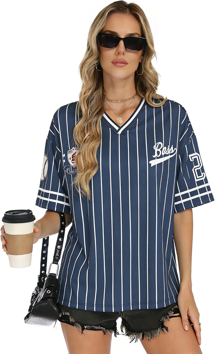 iWoo Oversized Jersey Shirts for Men Women Y2k Graphic Tees V-Neck Baggy Short Sleeve Tops Fashion Streetwear Shirt - Image 2