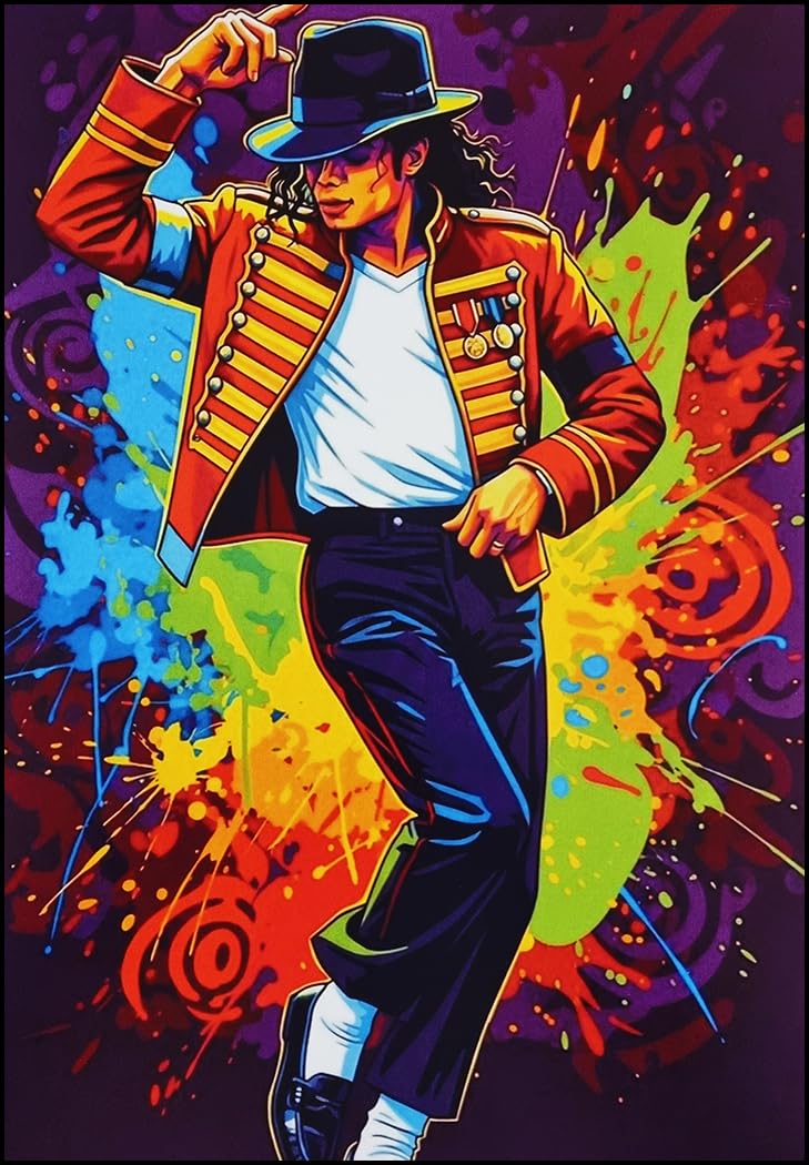 KUSTOM ART Cuadro de pared o de mesa Serie Cantanti Celebri Ilustración Michael Jackson Impresión artística sobre madera 30 x 21 cm