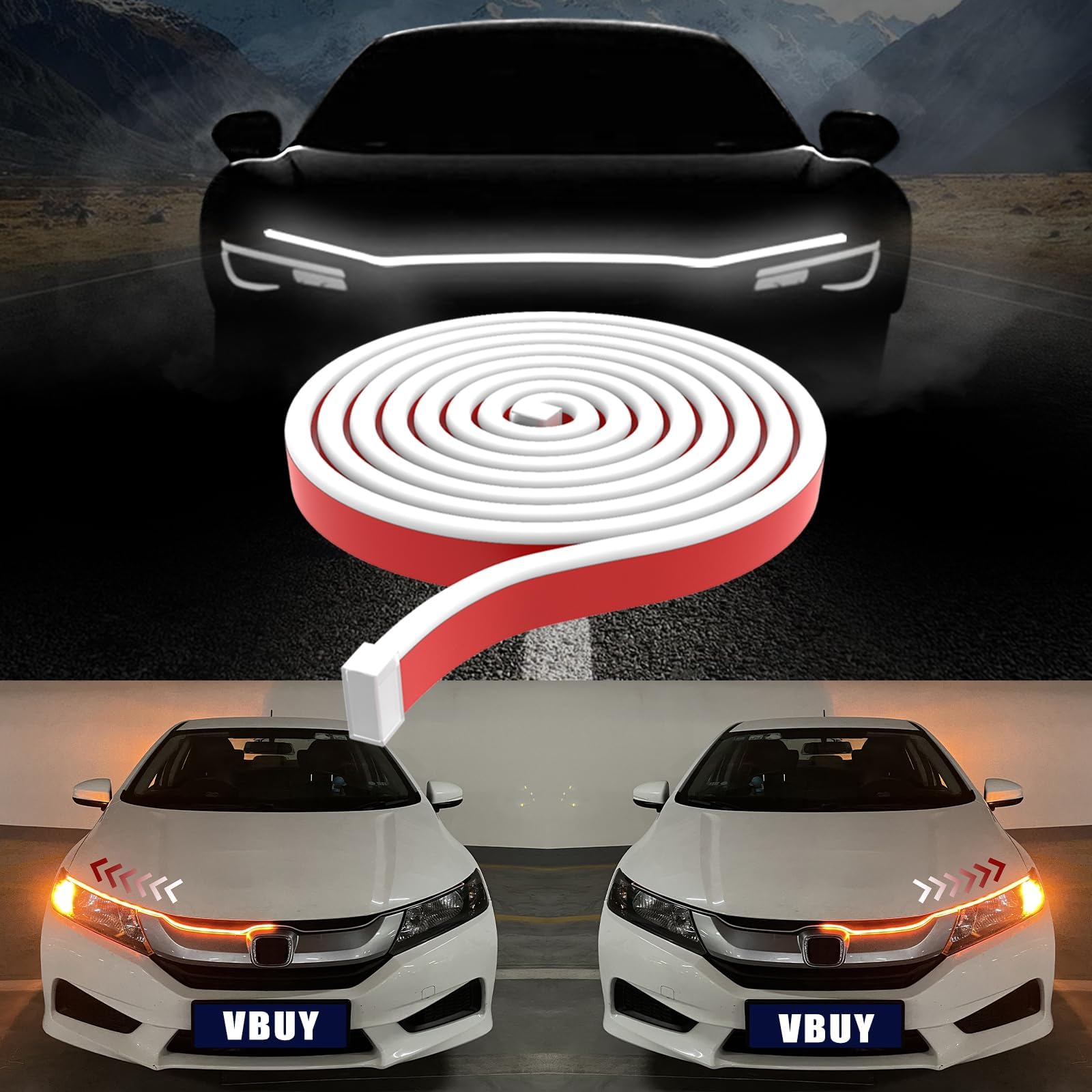 Miytsya Pack1 Led Lights for Car, 59 Inches Flexible