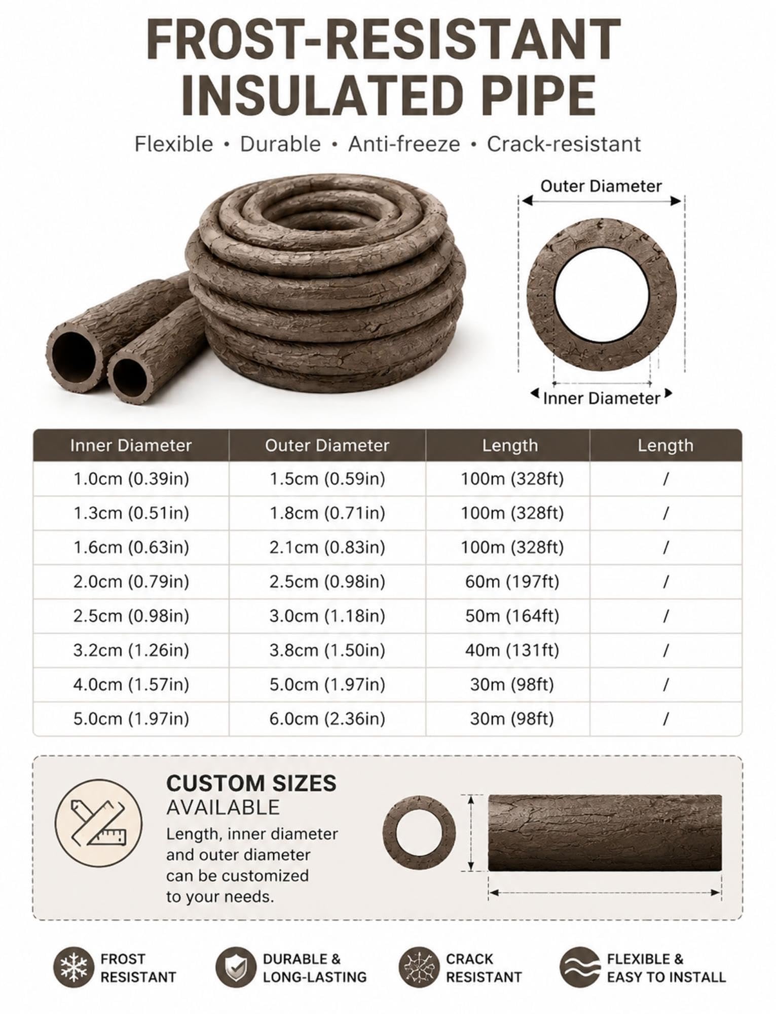 Guaina cava copricavo effetto liana e rattan | Per protezione cavi esterni, alberi da giardino e illuminazione paesaggistica(1.6cm x 100m/0.63in x 328.08ft)