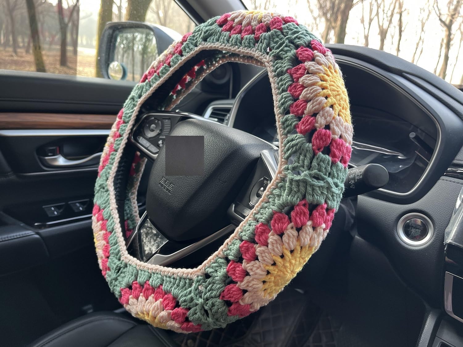 Crochet Sunflower Car Steering Wheel Covers Universal 14-15 inch for Women/Men (B:Steering Wheel Cover) - Image 3