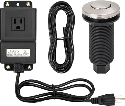 Akicon Garbage Disposal Air Switch Kit, Single Outlet Sink Top Counter Top Air Switch, On/Off Garbage Disposal Button for Food Waste Disposer, UL Listed Brushed Nickel