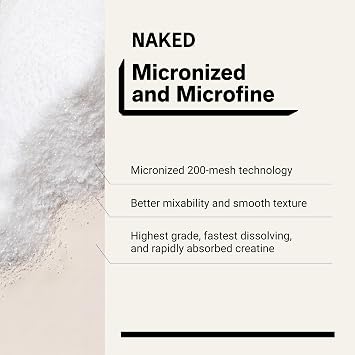 NAKED Pure Micronized Creatine Monohydrate 200 Servings, 1,000g Bulk NSF Certified, Vegan, Non-GMO, Gluten & Soy Free - Muscle Building, Strength Training, Gym & Fitness Supplement