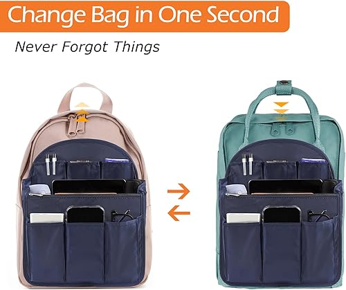 Miniatura 6 de Surblue Organizador de Mochila con Forro y Bolsillo Colgante para Viaje, Organizador de Bolso y Bandolera con Divisores de Alta Capacidad, Plegable