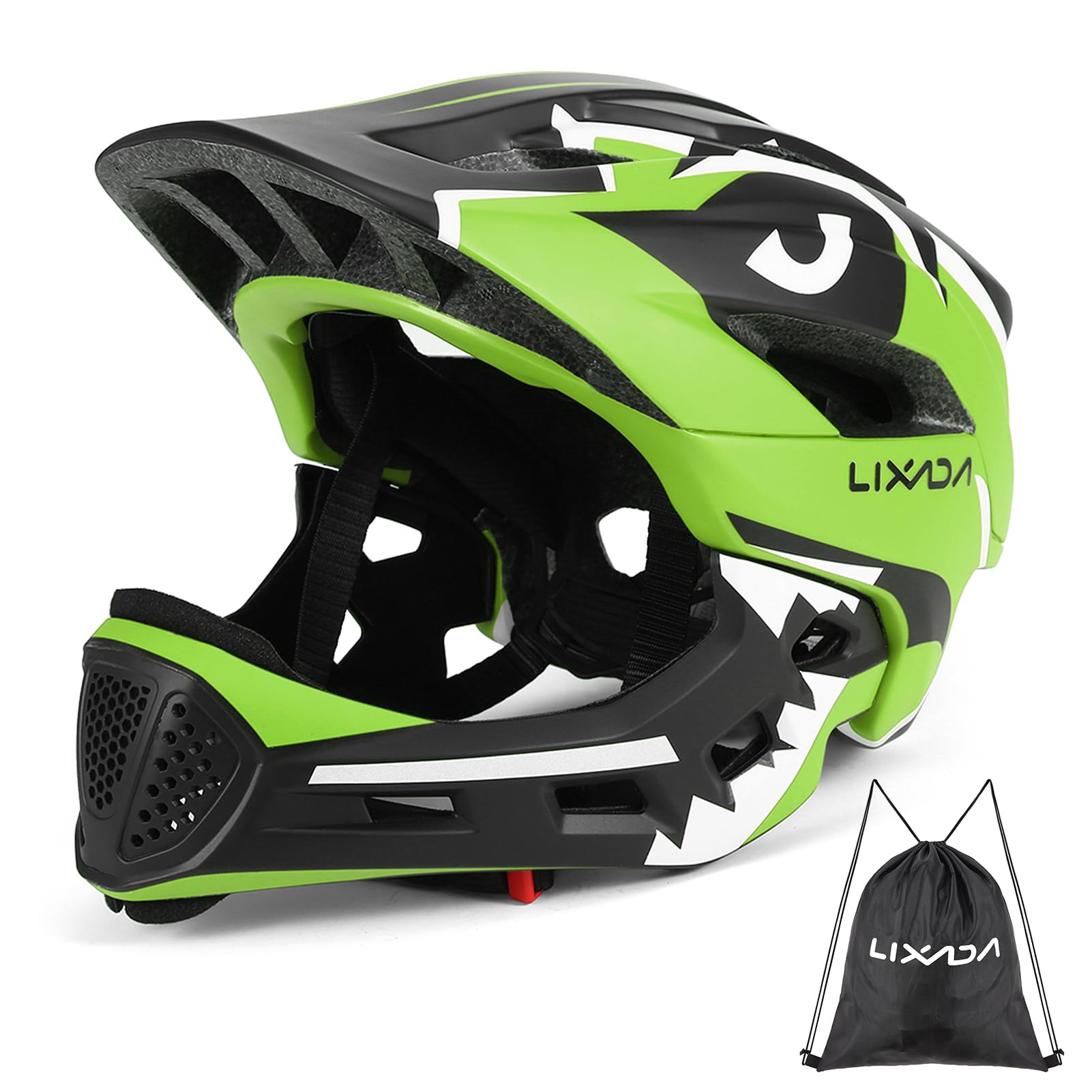 Casco de Seguridad Deportivo para Niños, Casco Desmontable de Cara Completa, Ciclo para Niños, Verde, 1 Patinaje sobre Ruedas (#1)