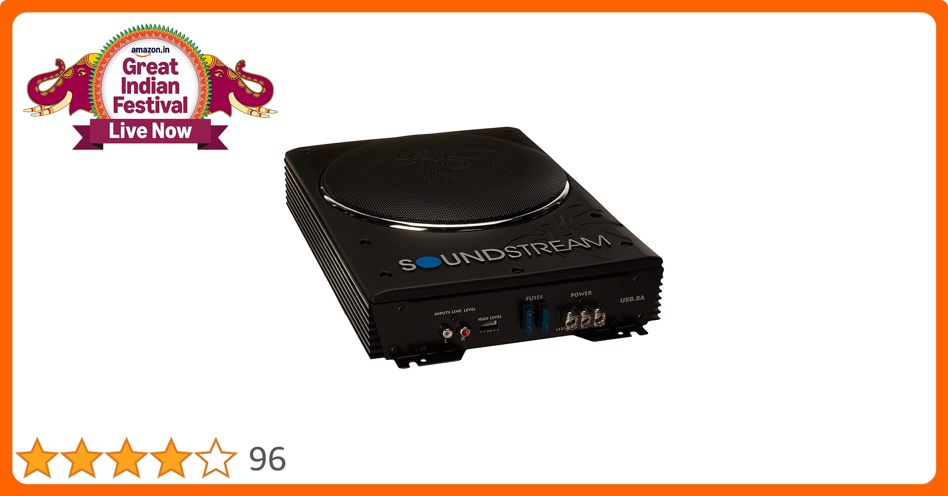 SOUNDSTREAM USB.8A ウーファー Soundstream USB-8A 8-Inch Powered Subwoofer Slim Enclosure