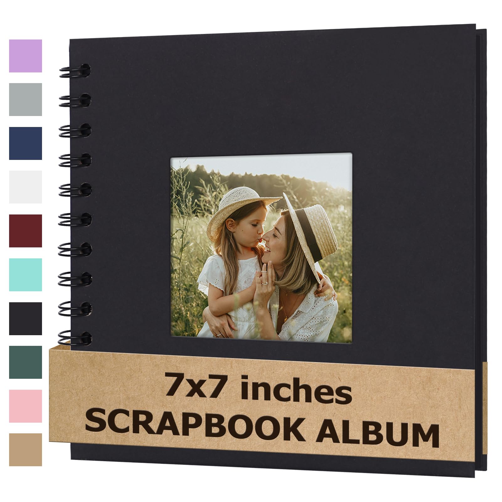 Scrapbook-Album, 17,8 x 17,8 cm, Hardcover, Kraftpapier, mit Fenster, Sammelalbum, blanko, Erinnerungsbuch für Baby, Hochzeit, Gästebuch, Paare, Abschlussfeier, Reisen, DIY, Jahrestag, 40 Seiten