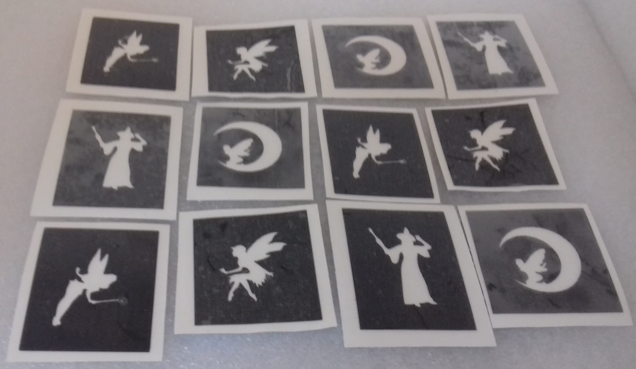 Dazzle Glitter Tattoos Black 30 X Fairy Themed Stencils (Mixed) For Glitter Tattoos/Airbrush/Face Painting Fairies Tinkerbell Fairy Godmother