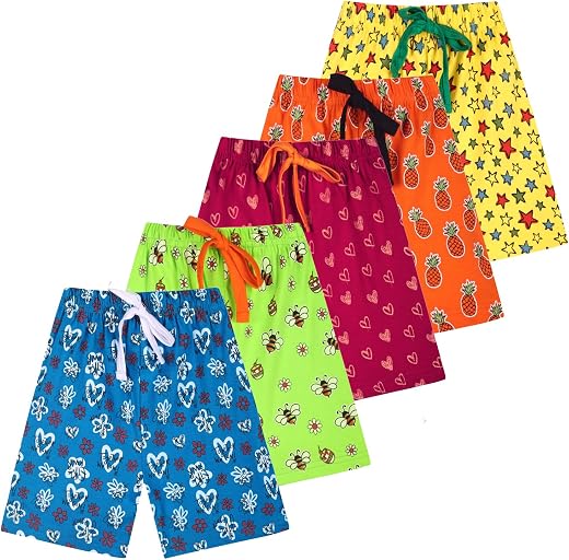 T2F Girls Cotton Printed Shorts (Pack of 5)