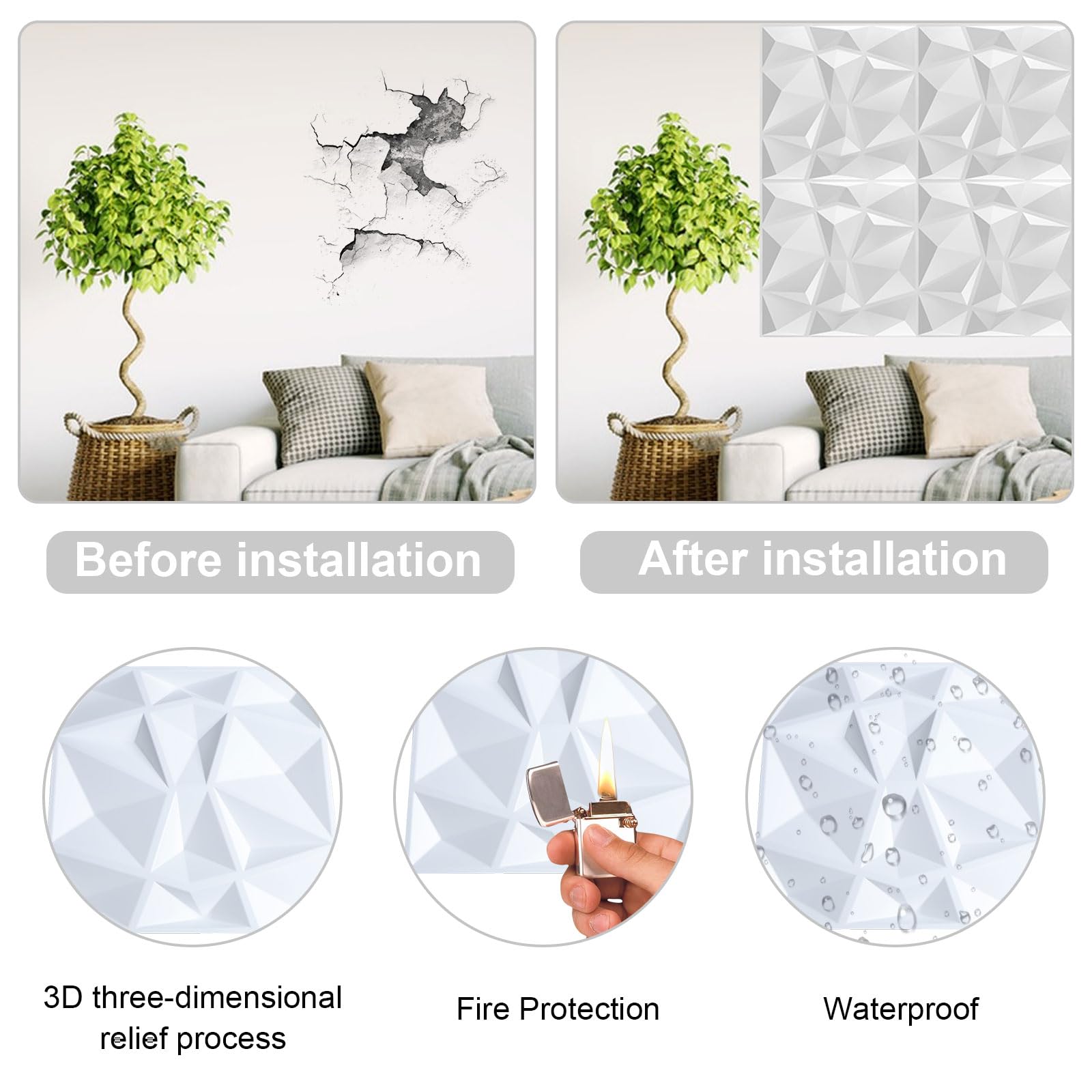 12 Pcs 3D Wall Panels PVC Panel, Facade Cladding, Ceiling Panels, Gaming Wall Panels - Image 4