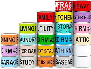 1440 Count Home Moving Labels,24 Rolls Different Color Coding Moving Labels for Boxes Stickers + Fragile Moving Stickers + 2 Blank Label roll is for Customized use