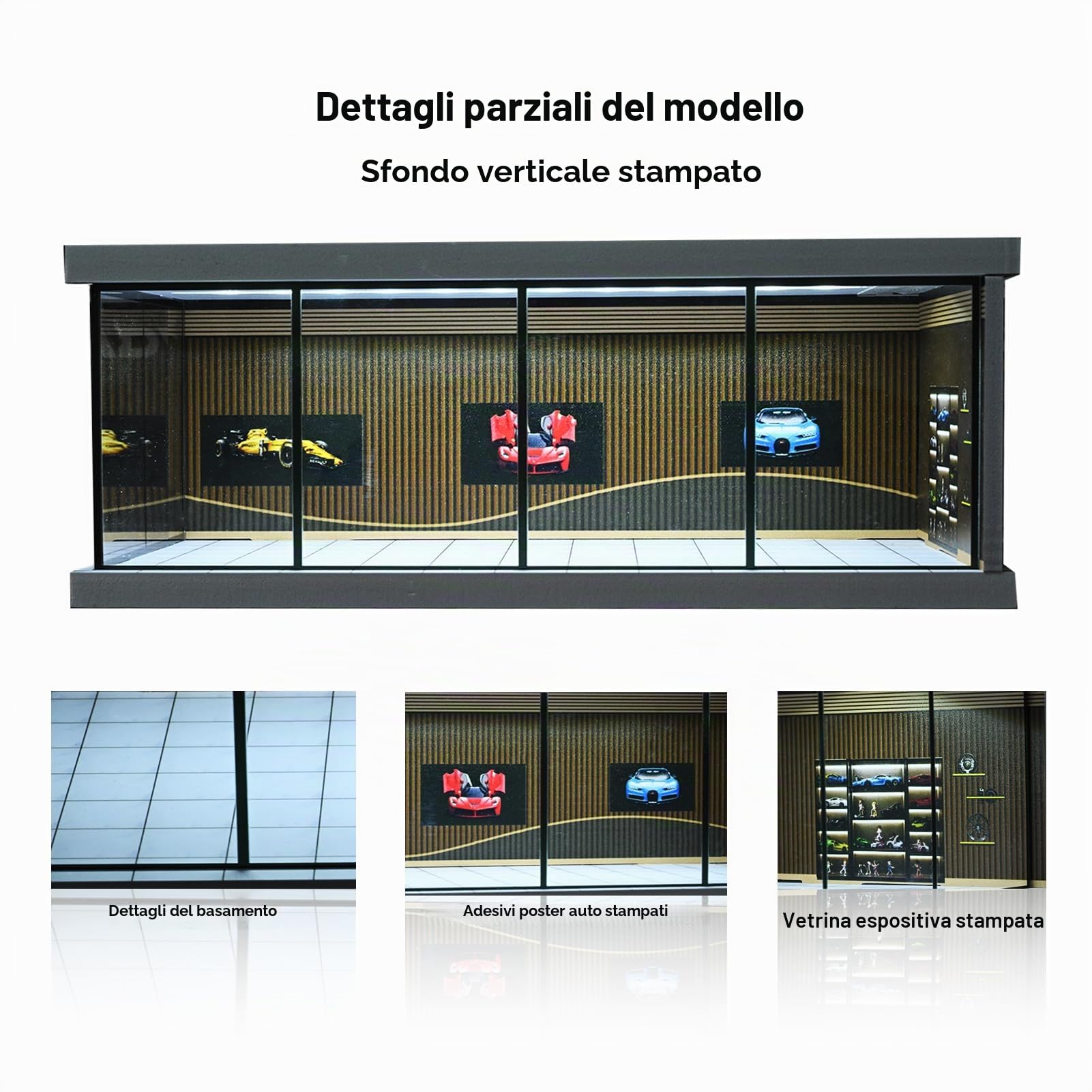 Diorama Auto Garage LED, vetrina realistica per Hot Wheels, regalo premium (30 cm x 17 cm x 11 cm)