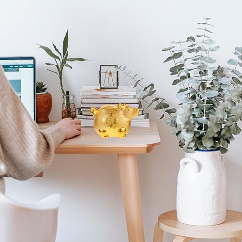 Miniatura 4 de Unomor Alcancía de dragón dorado 2024, banco de dinero chino del zodiaco animal, figura de dragón de cerámica, caja de ahorro de dinero, adorno de