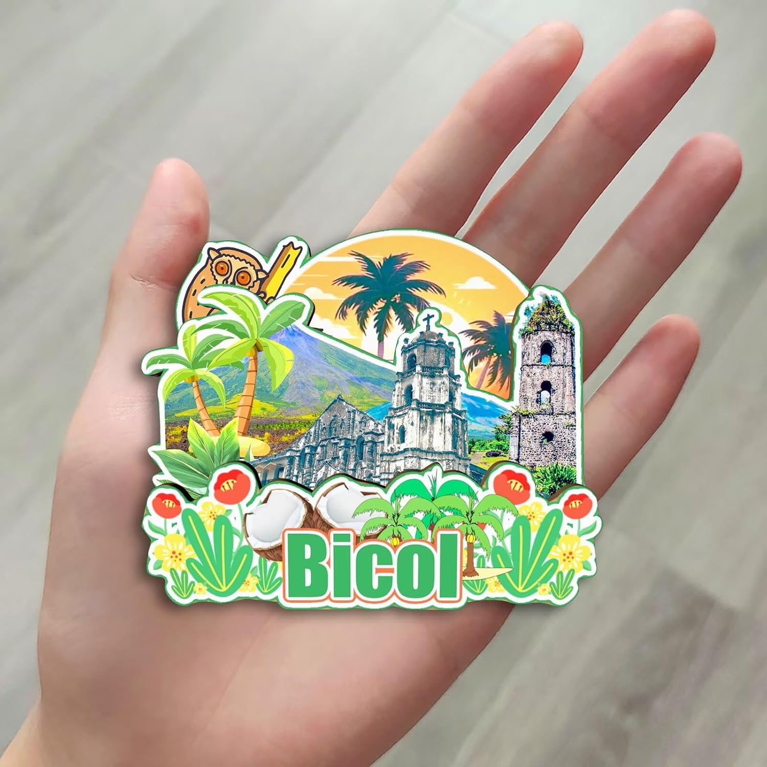 Refrigerator Magnet for Bicol Travel Souvenir 3D Handmade Wooden Home Decoration Landmark Decorative Fridge Sticker Tourist Trip Collection Gift 1915 image 4