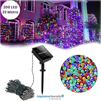 TechnoSmart Solar 200 Ledli RGB I k 22 Metre Bah e Ayd nlatma Dekorasyon G ne  Enerjili Led