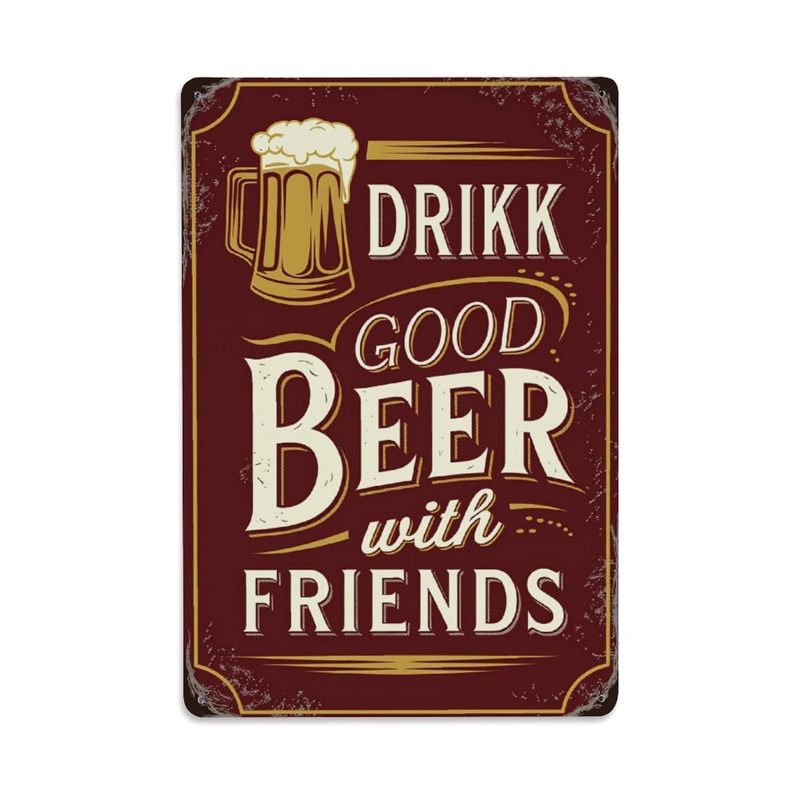 Beer Mug And Text Design Vintage Tin Sign Retro Metal Wall Decor Metal Poster, Home Bar Garage Farmhouse Cafe Wall Art Decoration 8x12Inches