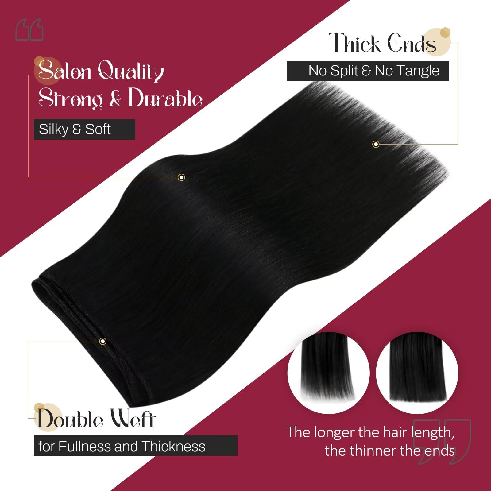 22 Inch Real Human Hair Extensions, 100g Sew-In Weft, Straight Double Weft Premium Weft Human Hair Extensions Weave Sew In Double Weft  main image 2
