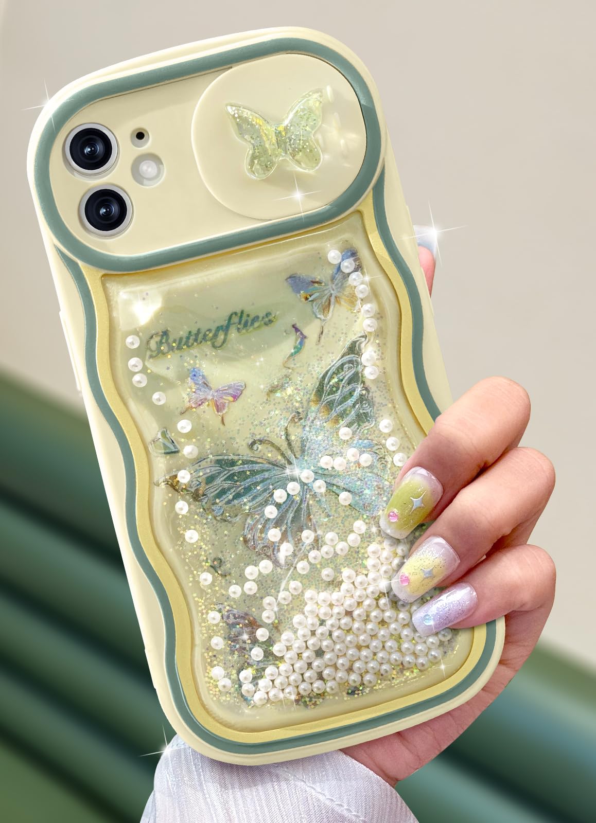 Toycamp for iPhone 11 Case 6.1 Inch - Women Girls Cute Cover Glitter Butterfly with Sliding Camera Cover Unique Kawaii Girly Teens Fashion Design