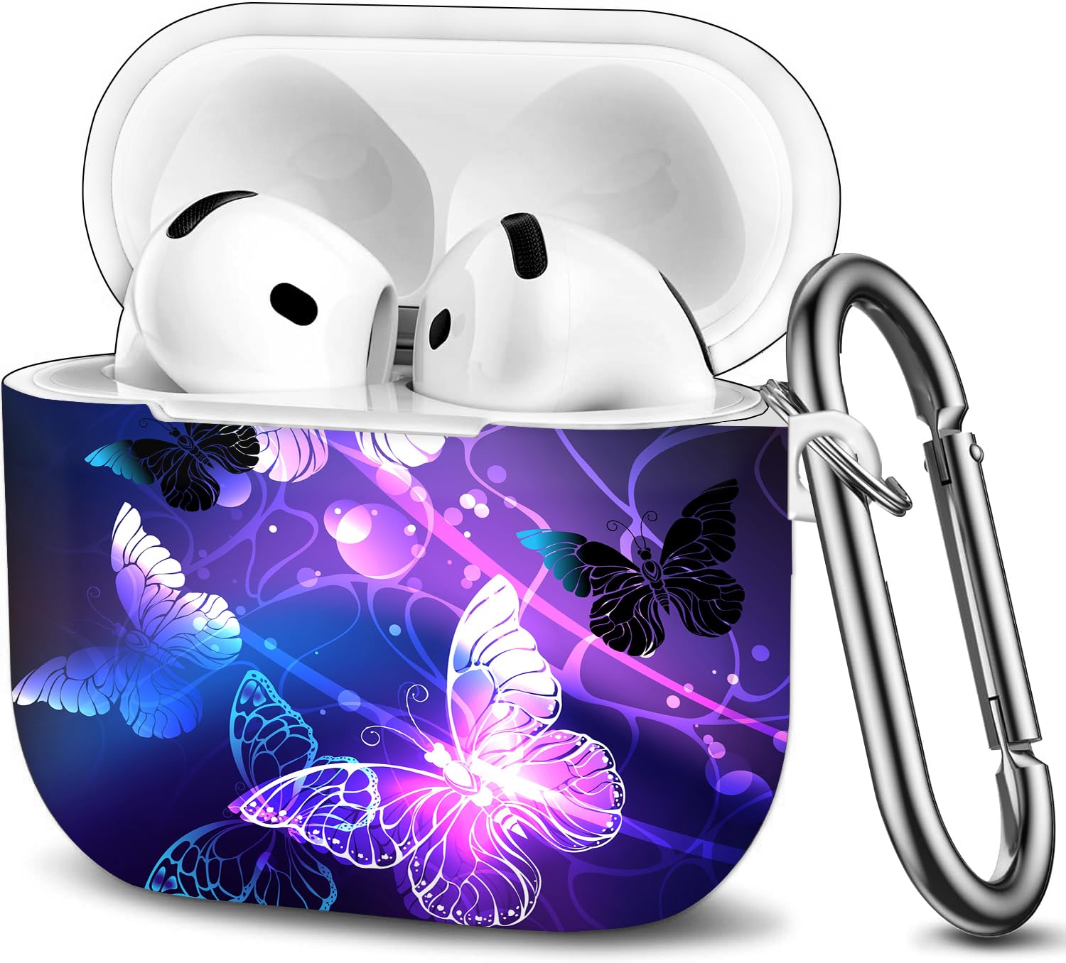 Case Compatible with AirPod 4th Generation 2024,Shockproof Protective Case Cover with Keychain for Women Men,Wireless Accessorie Charging Cases for