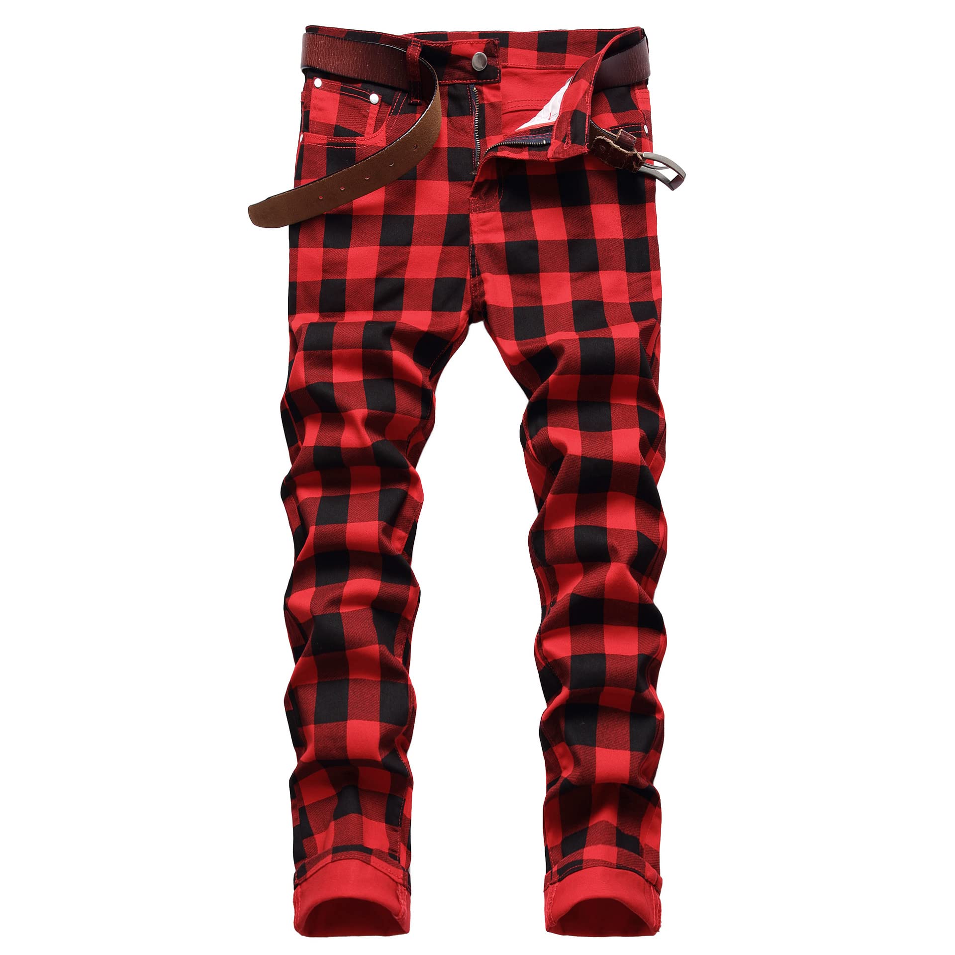 Red Plaid Skinny Jeans TRIPP NYC HIGH WAIST T-BACK JEAN RED PLAID