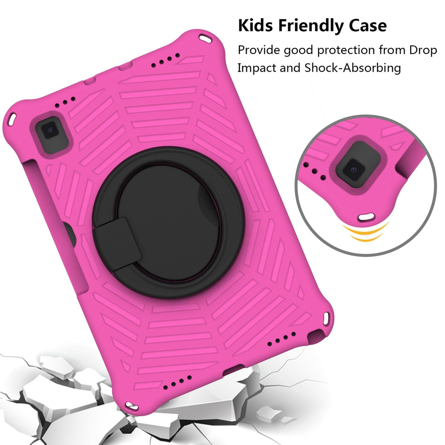 Housse de protection pour tablette Coque antichoc adaptée aux enfants compatible avec Samsung Galaxy Tab A7 10,4 pouces (2020) SM-T500/T505, support de poignée pivotant léger + bandoulière étui de pro