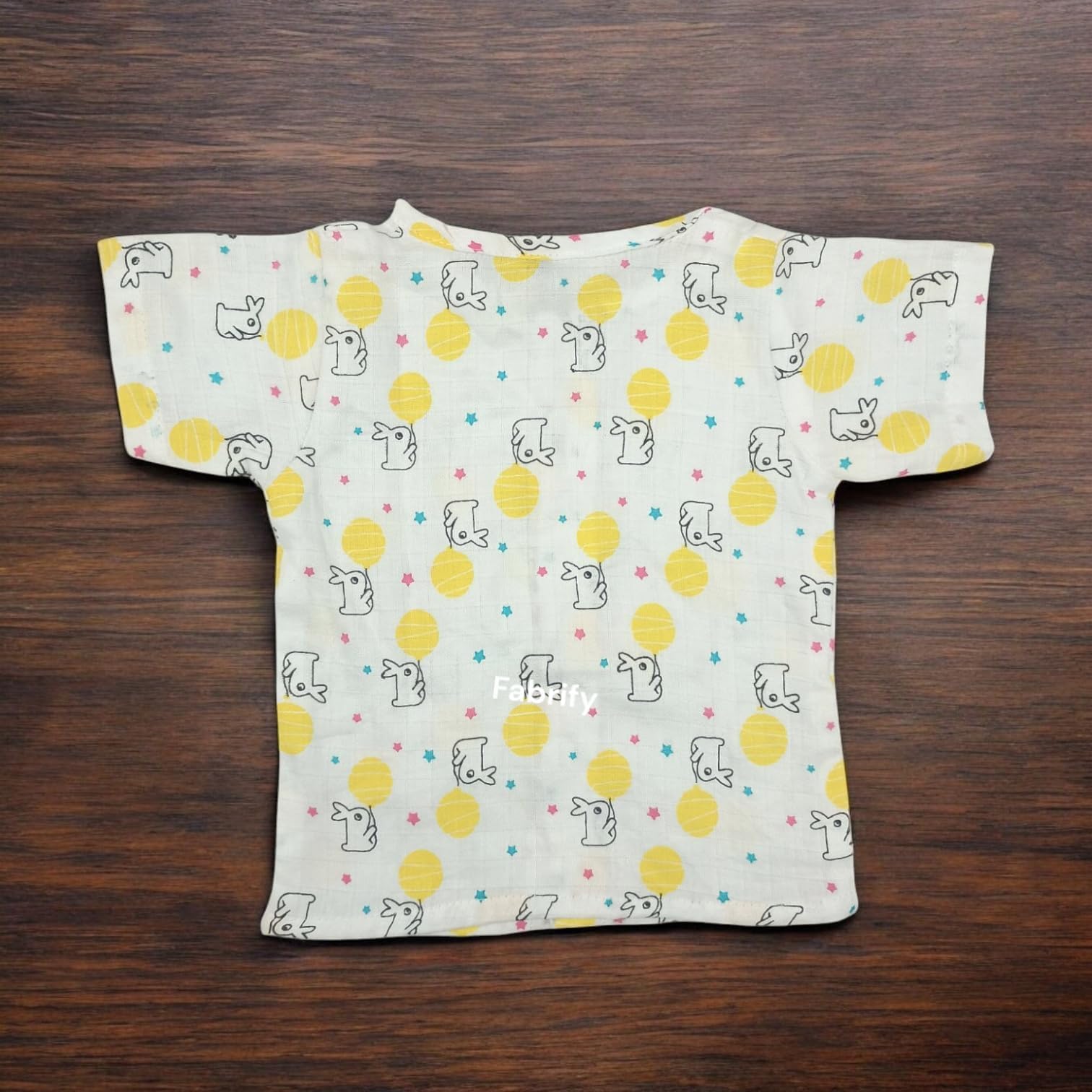 Fabrify Organic Muslin Cotton Baby Top and Bottom Set, Sleepsuit Night Dress, Infant Toddler Clothing (Star, Small (0-3 M)) 1