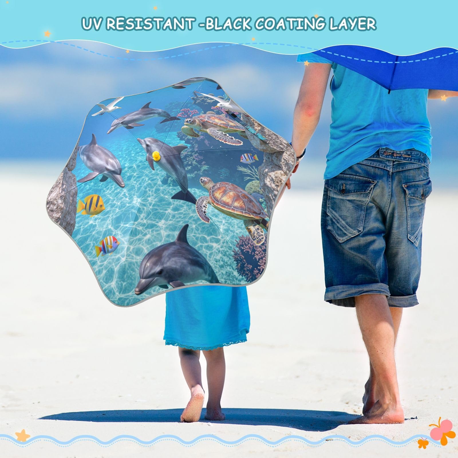 GuoChe Parapluie à poignée droite 6 baleines en aluminium et fibre de verre