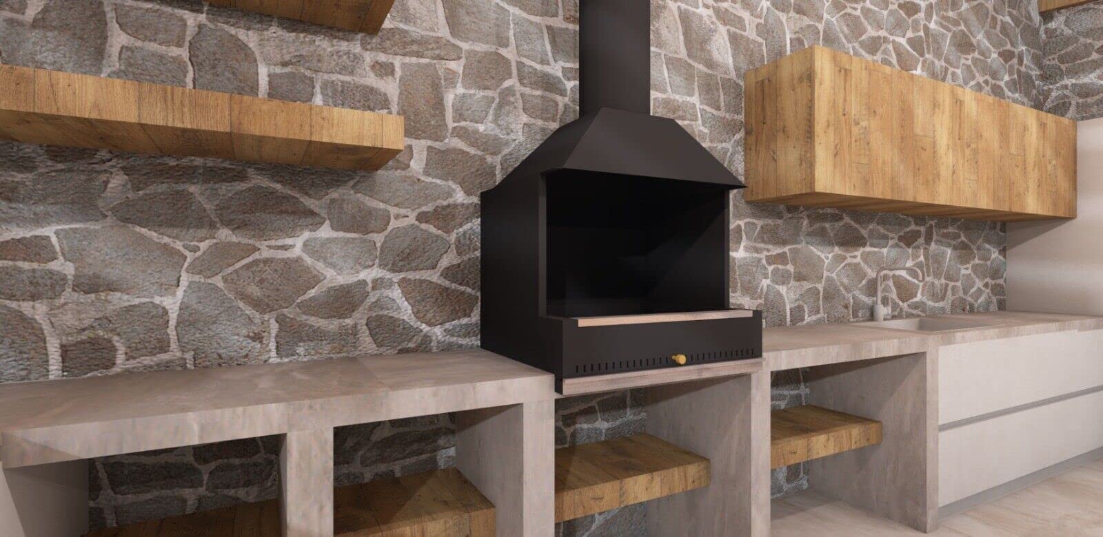 Barbecue 80x65 con cappa con Graticola