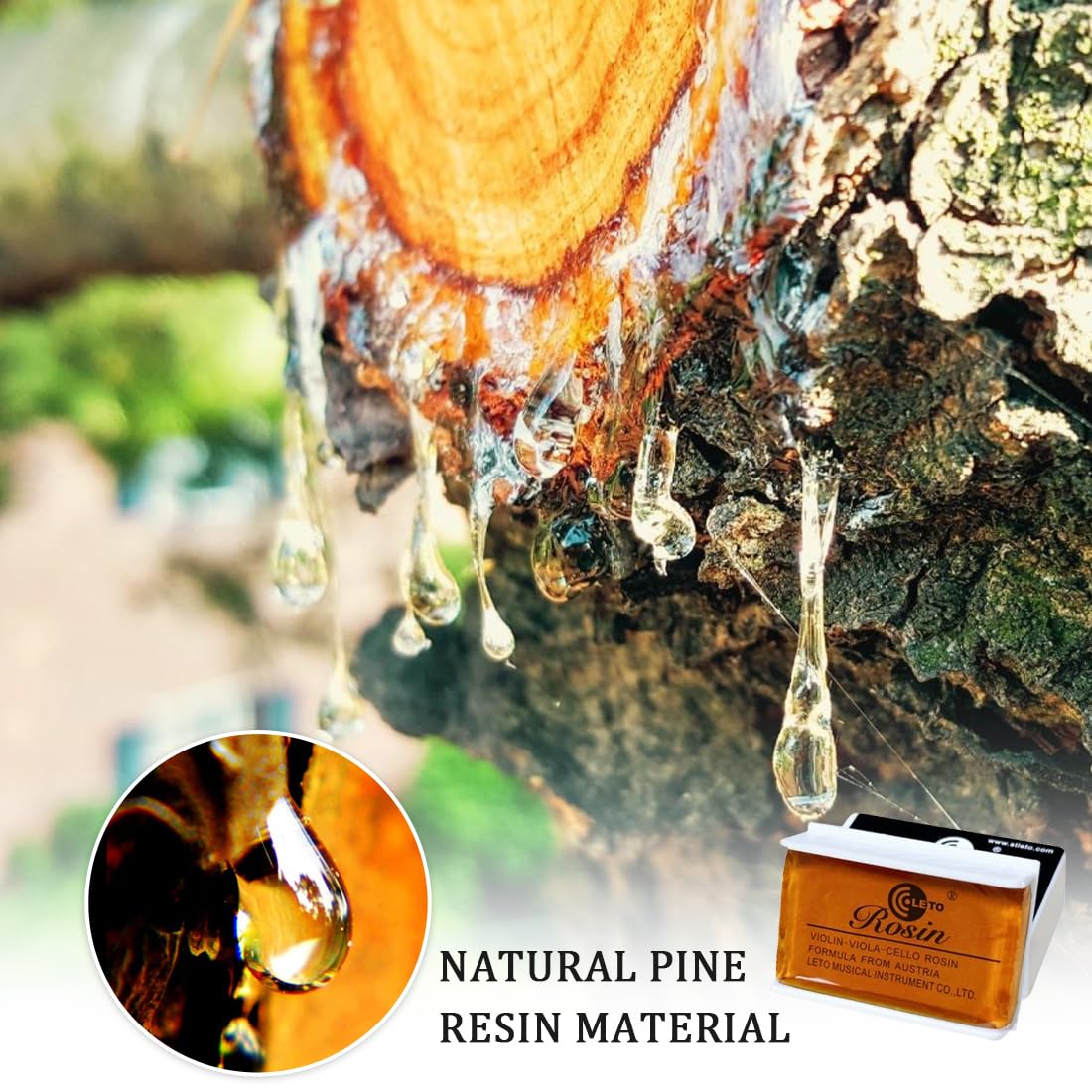 3 Colophanes Naturelles Pour Violon/Alto - Transparentes - Faible Poussière - Tenue Cordes Optimale