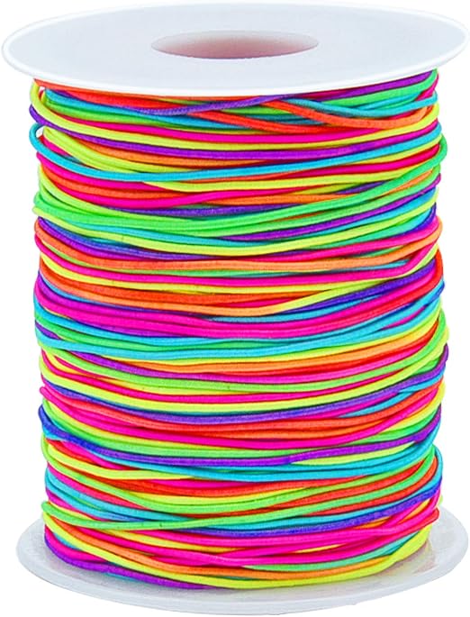 Sunmns 1mm Elastic Cord Beads Stretch String for Jewelry Bracelet Making, Rainbow 100 m
