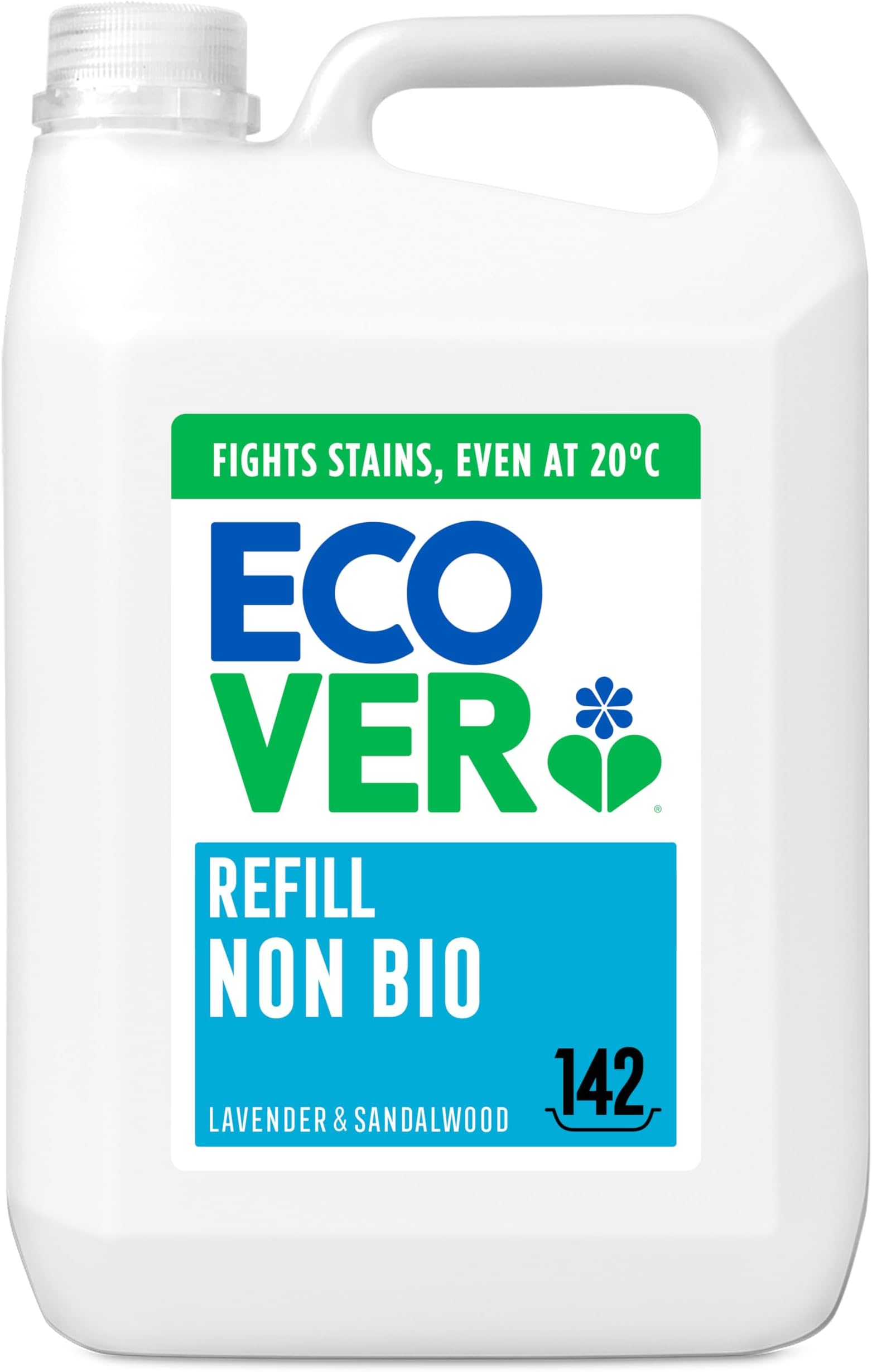 Ecover Concentrated Non-Bio, Laundry Detergent Refill, Laundry Washing Liquid, Lavender and Sandalwood, 142 Washes, 5L