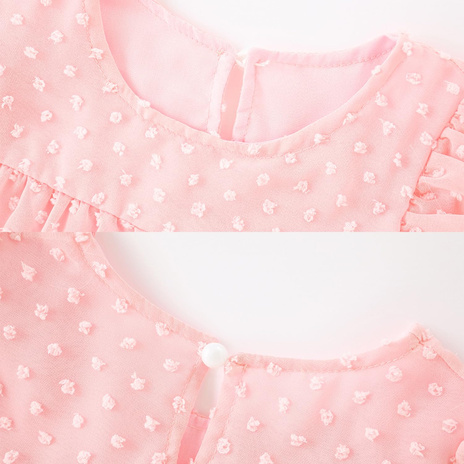Vestido de fiesta plisado con volantes para niñas pequeñas, sin mangas, diseño de lunares suizos, talla 1-6T, Vestido de gasa rosa con lunares suizos, 12-24 meses