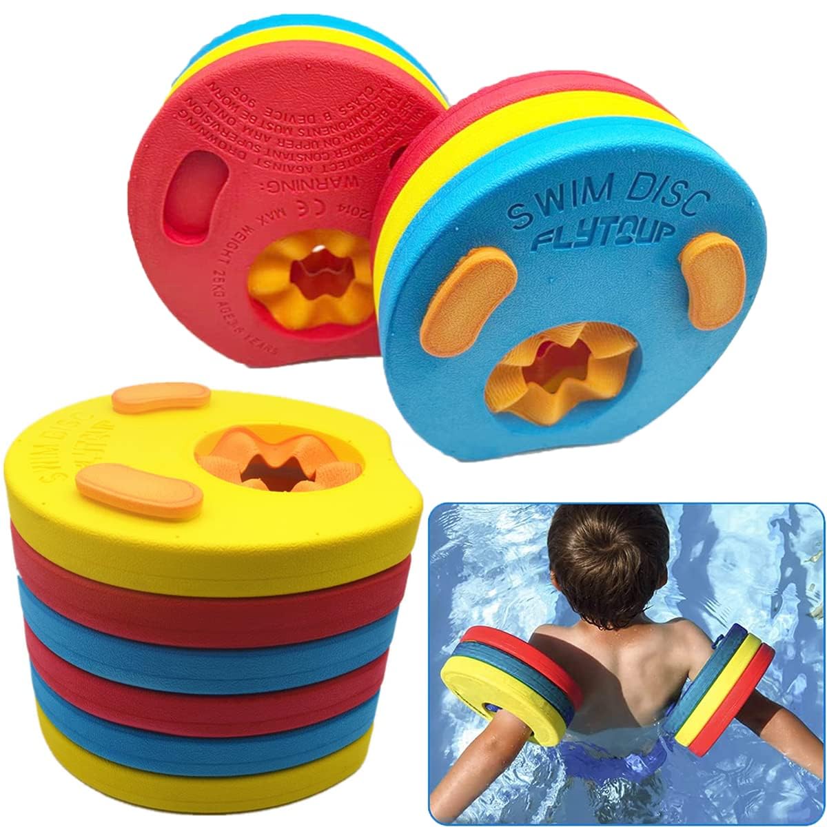 LieIe Manguitos Natación Niños Bebe 6pcs - Manguitos Piscina Bebe 2 a 8 Años Discos Flotantes EVA para Entrenamiento, Flotador Natación Niños Anillos Brazos Natación Flotador Espuma Piscina