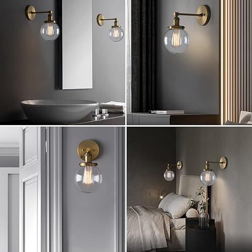 Miniatura 8 de Phansthy Lámpara de pared industrial antigua con pantalla de cristal de 5.9 pulgadas (antigua)