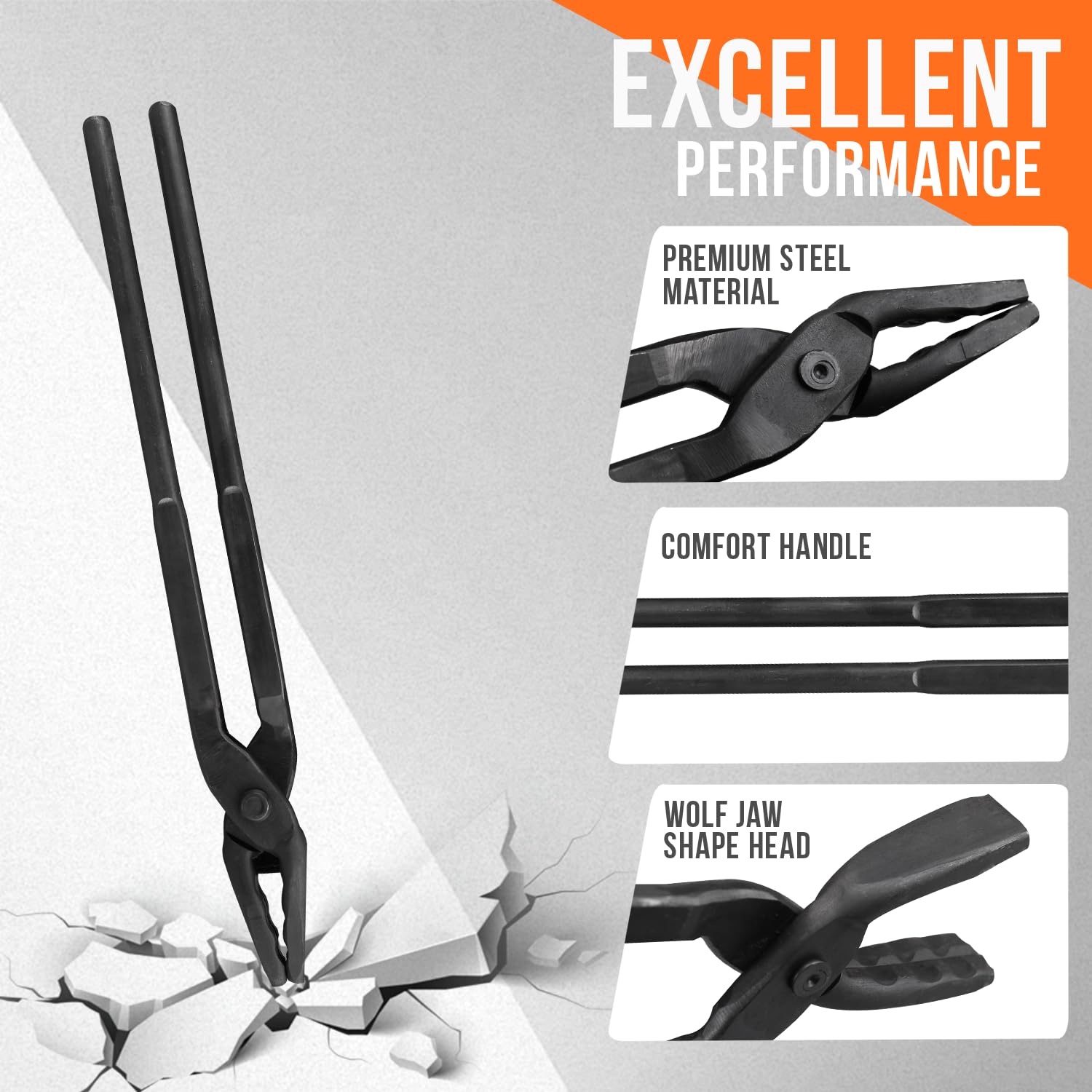 Pinze a becco di lupo per fabbro Bladesmith, strumenti essenziali per fucina per principianti e professionisti (381 mm)