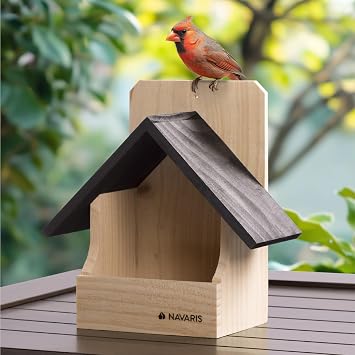 Navaris Bird House, Black - Durable Pinewood Bird Nesting Box for Garden Use - Nest Boxes for Small Wild Birds Robin, Sparrow, Swift - Front-Open & Easy to Install Bird Houses