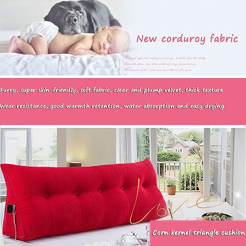 Miniatura 6 de Almohada de cabecero suave, para descansar en la cama, extraíble, almohada de lectura triangular esponjosa, con funda extraíble, cojín lumbar