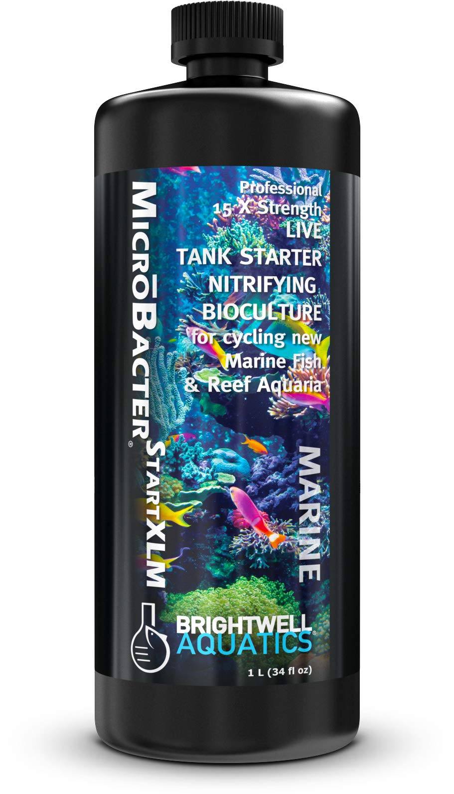 Brightwell Aquatics MicroBacter Start XLM - Concentrated Freshwater Nitrifying Bacteria - Quick Start Fish Tank Starter, Lift Microbe Levels & Water Filtering - Aquarium Water Treatments, 33.8 fl oz
