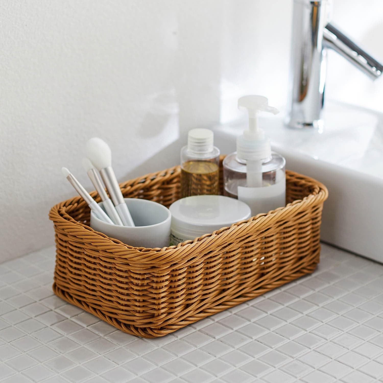 Amazon｜[ベルメゾン] バスケット 洗える ラタン 調 収納 カゴ