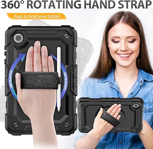 Miniatura 3 de HXCASEAC Funda para Lenovo Tab M10 Plus de 3 generación de 10.6 pulgadas con protector de pantallacorrea de mano giratoria 360soporte, funda