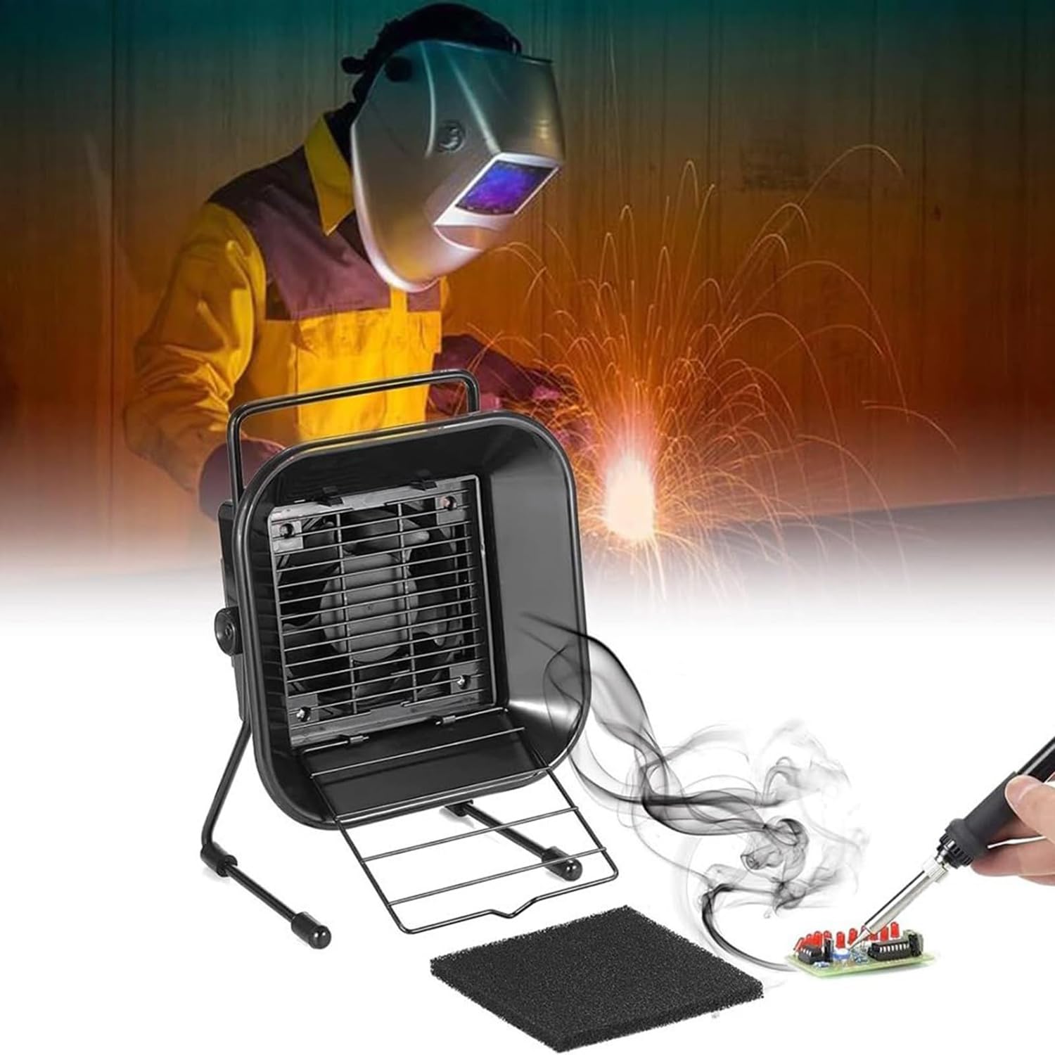 50W Solder Fume Extractor, Strong Suction Powe Welding Fume Extractor, 5 Meters Air Duct, Solder Iron Exhaust Fan for ESD Soldering Station/Welding/Cosmetology/Student Lab