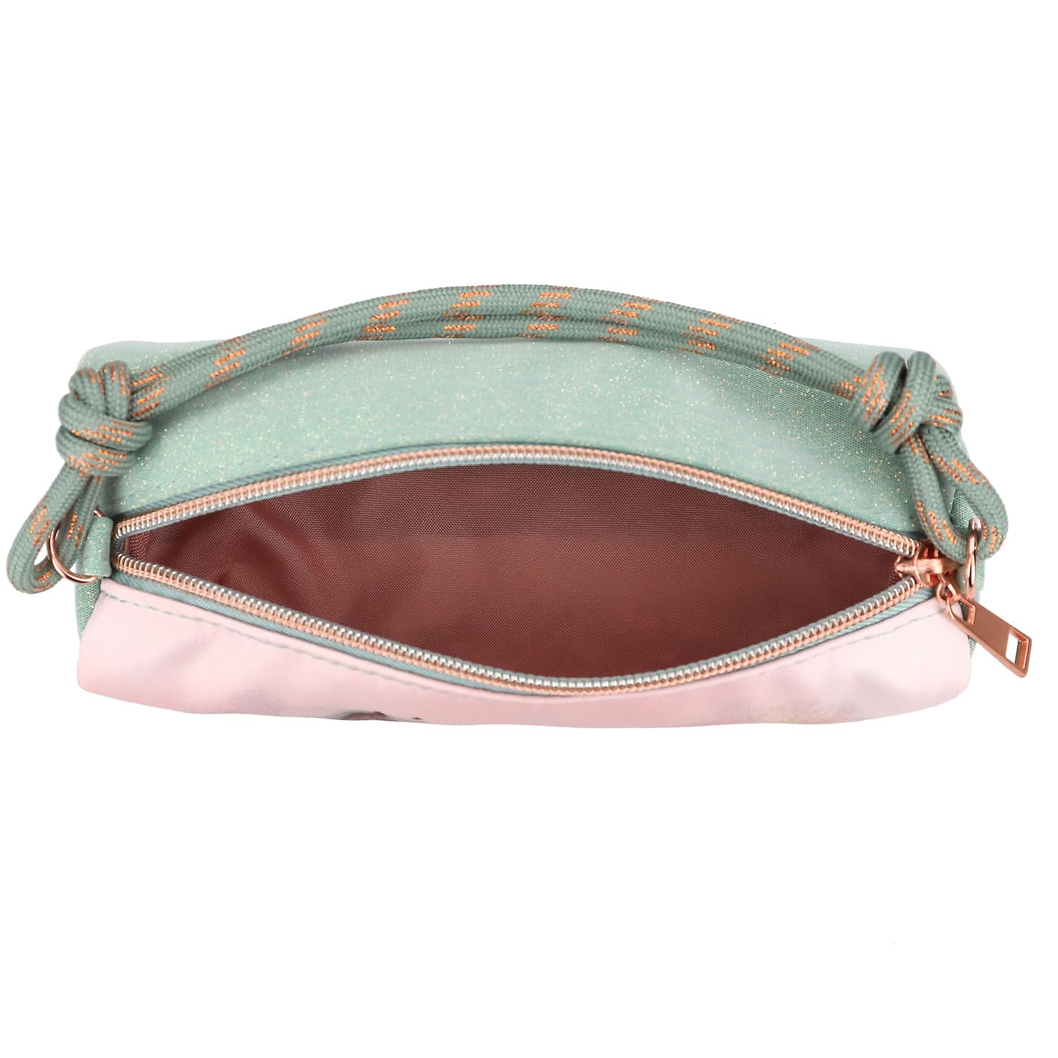 Depesche Miss Melody Romantic Fields 13404 Trousse à Crayons avec Cordon de Serrage Motif Cheval, Fleurs et Paillettes Vert et Rose