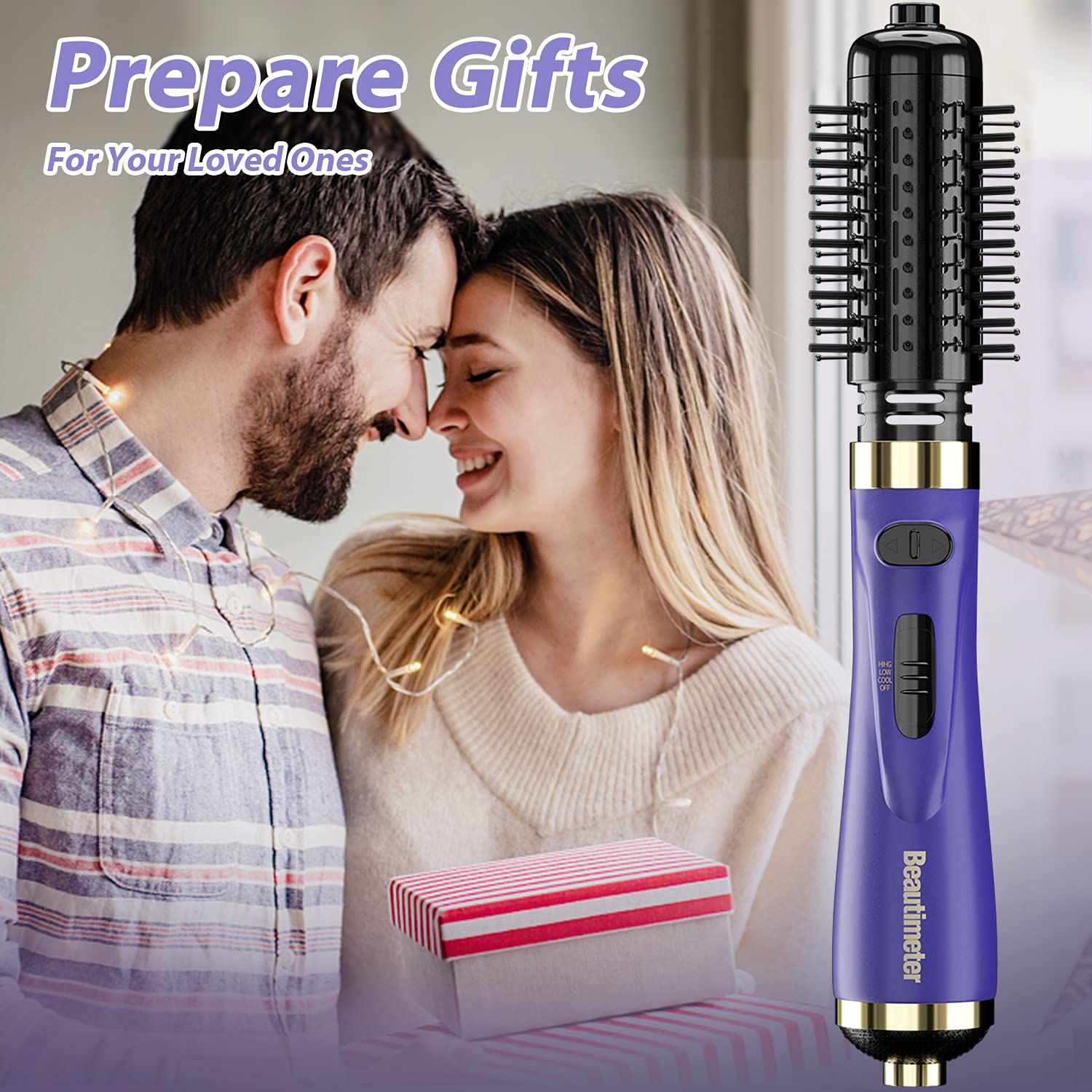 Beautimeter Hair Dryer Brush Set of 2 (Black + Purple
