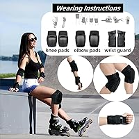 Vista 2 de Adult Knee and Elbow Pads Set with Wrist Guards – Skateboarding Protective Gear for Adults, Adjustable Protective Pads for Roller Skating, BMX