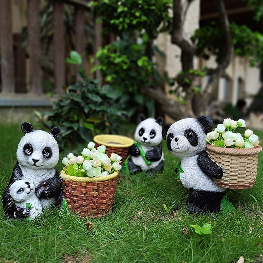 JJJ Ozdoby do dekoracji ogrodu na zewnątrz czerwona panda kwiat zbiornik willa balkon taras rośliny doniczkowe (kolor: B)