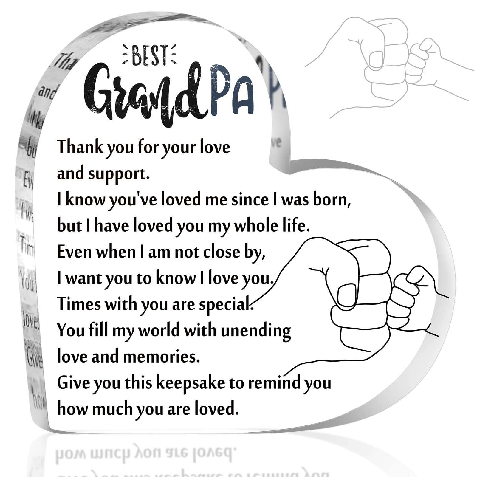 Tatuo Grandpa Birthday Gifts from Grandchildren Acrylic Grandpa Keepsake Thank You Paperweight Best Grandfather Gifts for Father's Day from Grandson